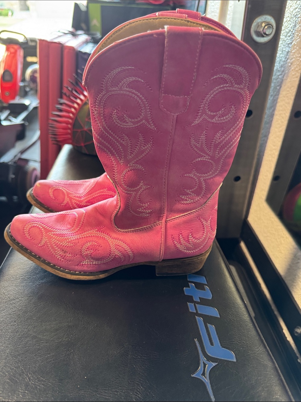 Roper Pink Kids Western Cowboy Boots with Embroidered Stitching